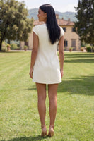 Load image into Gallery viewer, Floral Butter Yellow Short Round Neck Birthday Party Dress with Sleeves