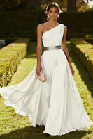 Load image into Gallery viewer, Olive Chiffon One Shoulder Ruched Long Formal Dress