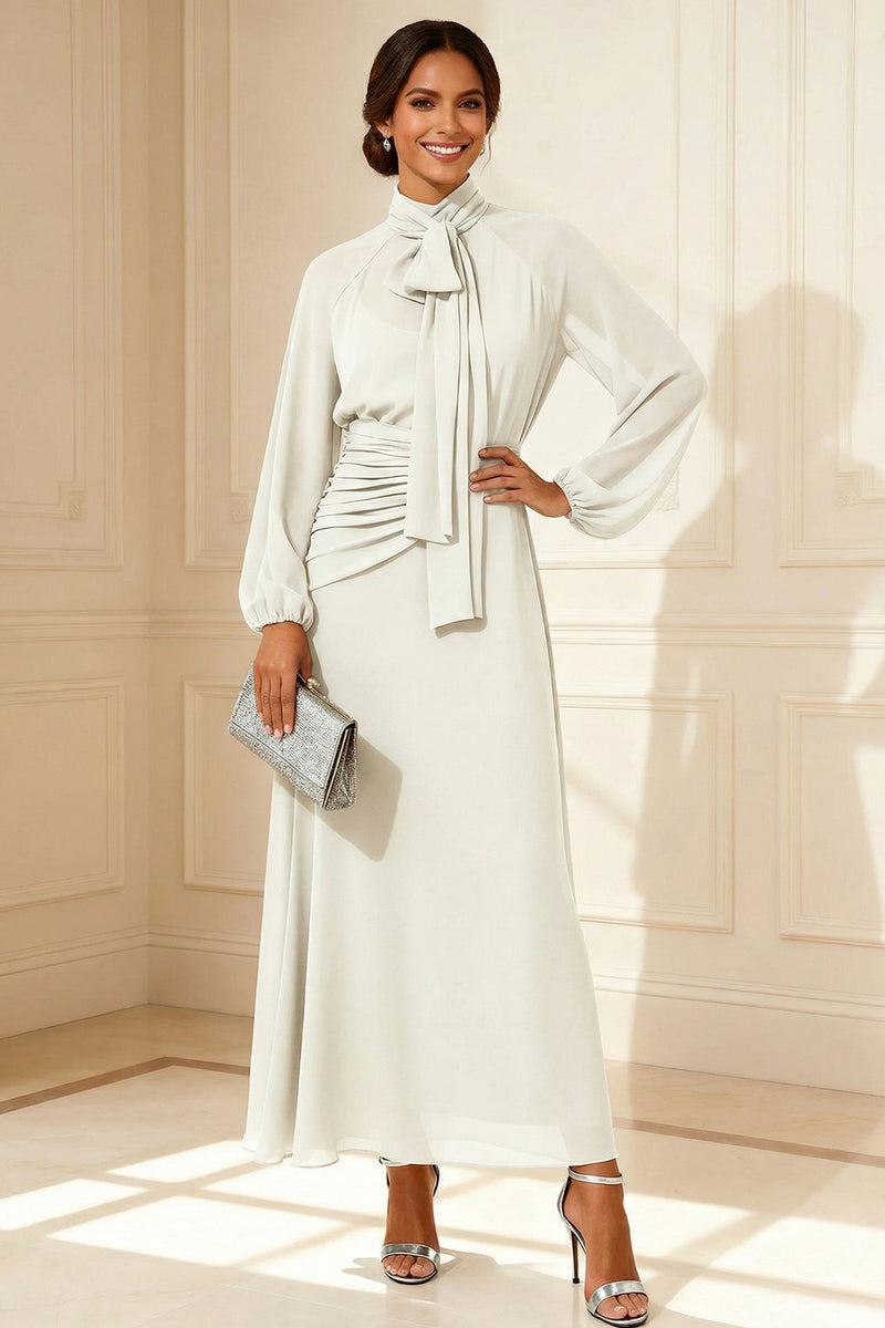 Load image into Gallery viewer, Sage Green High Neck A Line Chiffon Long Mother of the Bride Dress