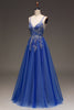 Load image into Gallery viewer, Tulle Spaghetti Straps Royal Blue Ball Gown with Sequins