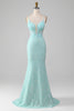 Load image into Gallery viewer, Sequins Sparkly Mermaid Light Green Prom Dress with Slit