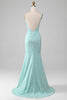 Load image into Gallery viewer, Sequins Sparkly Mermaid Light Green Prom Dress with Slit