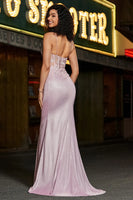 Load image into Gallery viewer, Glitter Blush Spaghetti Straps Mermaid Long Prom Dress with Beading