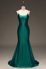 Load image into Gallery viewer, Satin Mermaid Lace-Up Back Dark Green Prom Dress