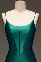 Load image into Gallery viewer, Satin Mermaid Lace-Up Back Dark Green Prom Dress
