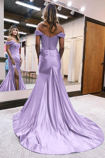 Queendancer Sparkly Lilac Beaded Mermaid Long Prom Dress with Slit _2