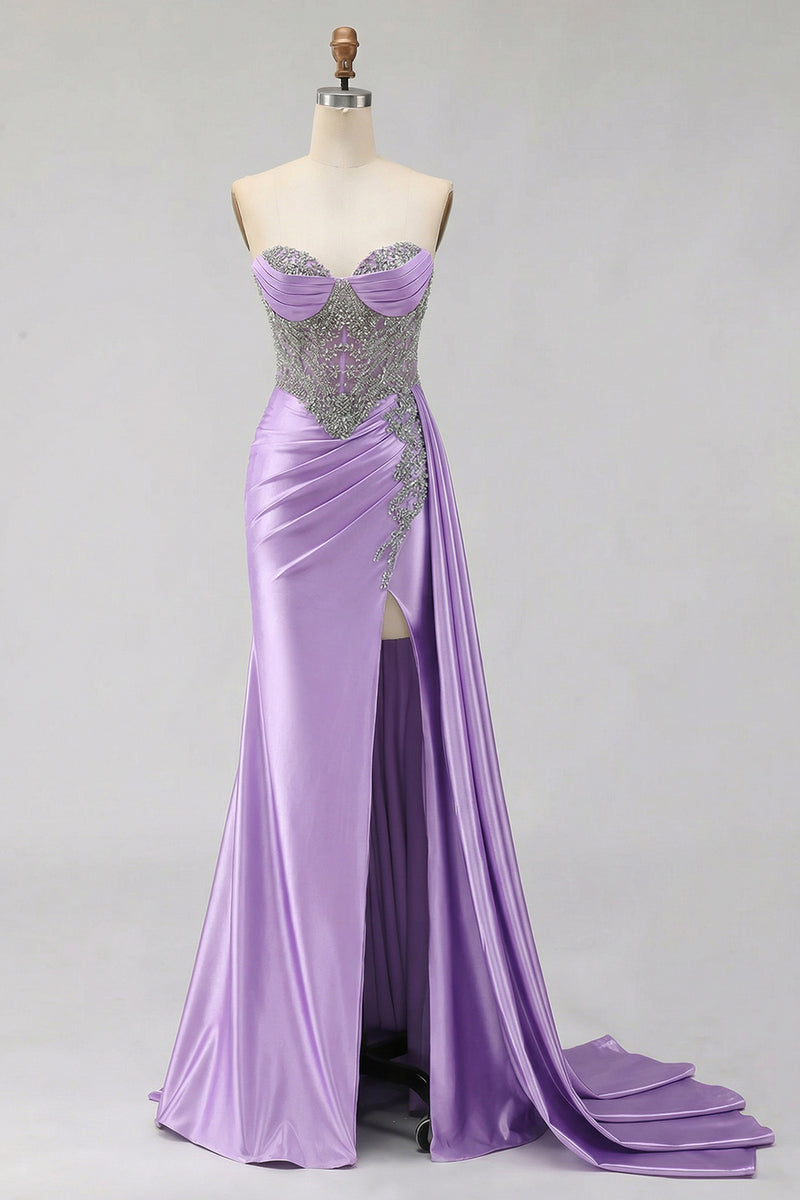 Load image into Gallery viewer, Sparkly Plus Size Mermaid Mint Green Maxi Corset Prom Dress with Slit