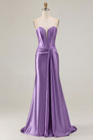Load image into Gallery viewer, Dark Green Strapless Mermaid Long Corset Prom Dress