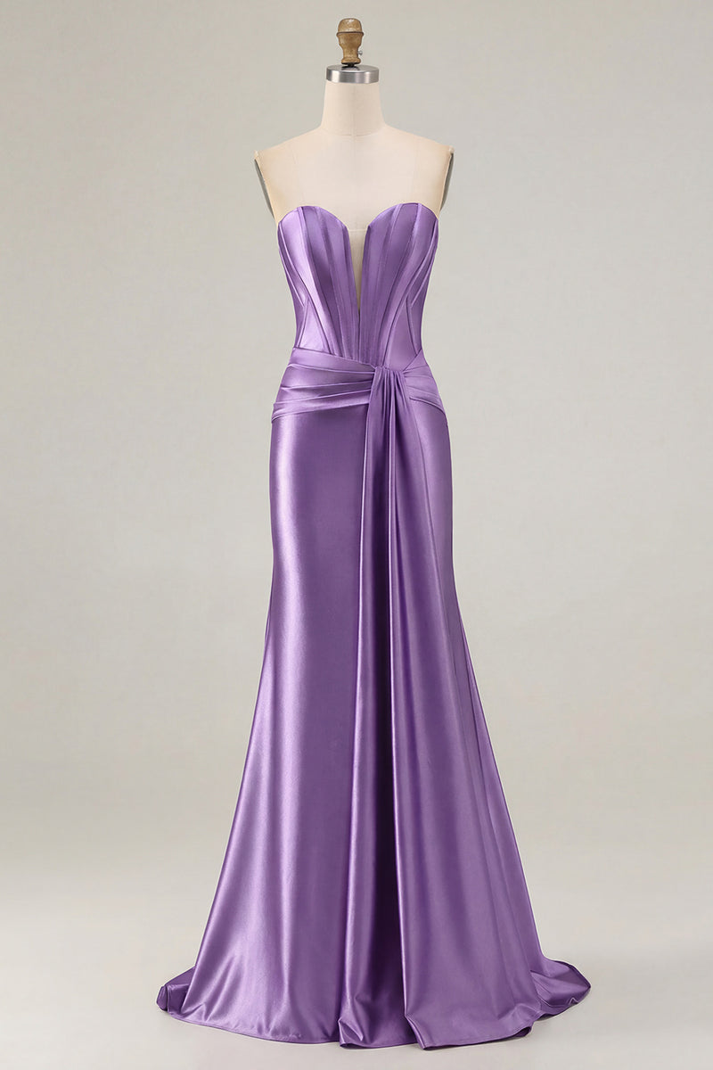 Load image into Gallery viewer, Dark Green Strapless Mermaid Long Corset Prom Dress