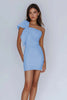 Load image into Gallery viewer, Satin One Shoulder Short White Dress with Bow
