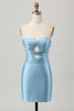 Load image into Gallery viewer, Sparkly Fuchsia Sweetheart Tight Short Beaded Prom Dress with Keyholes