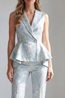 Load image into Gallery viewer, 2 Piece Light Blue Jacquard Double Breasted Shawl Lapel Business Suits