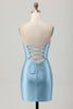 Load image into Gallery viewer, Sparkly Fuchsia Sweetheart Tight Short Beaded Prom Dress with Keyholes