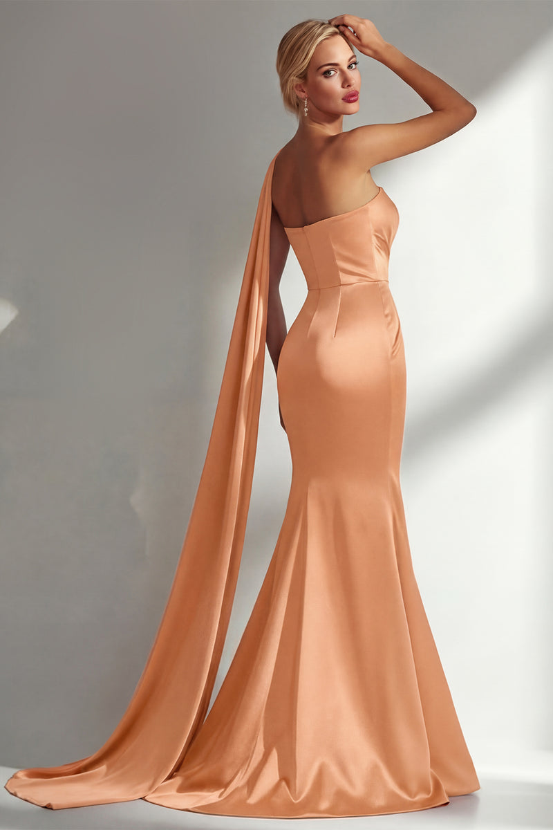 Load image into Gallery viewer, Burgundy Mermaid Neck Scarf Satin Ruched Long Prom Dress