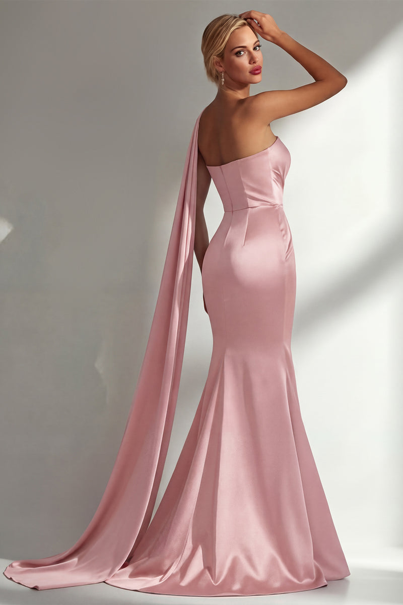 Load image into Gallery viewer, Burgundy Mermaid Neck Scarf Satin Ruched Long Prom Dress