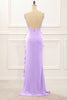 Load image into Gallery viewer, Dusty Sage Backless Spaghetti Straps Prom Dress With Slit