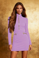 Load image into Gallery viewer, Black High Neck Long Sleeves Tight Cocktail Dress