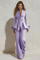 Load image into Gallery viewer, 2 Piece Ivory Peak Lapel Wide Leg Long Business Suits with Sash