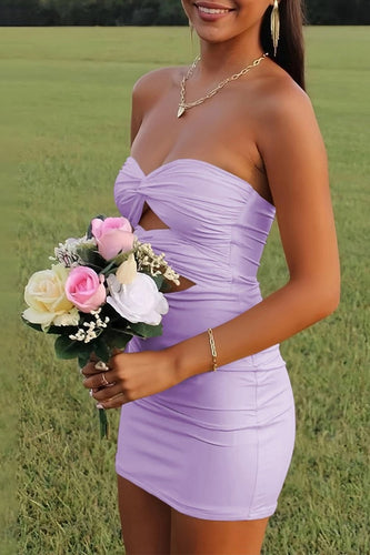 Lilac Sweetheart Keyhole Bodycon Short Prom Dress