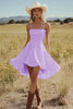 Load image into Gallery viewer, Ivory Satin A Line Mini Boho Western Wedding Dress