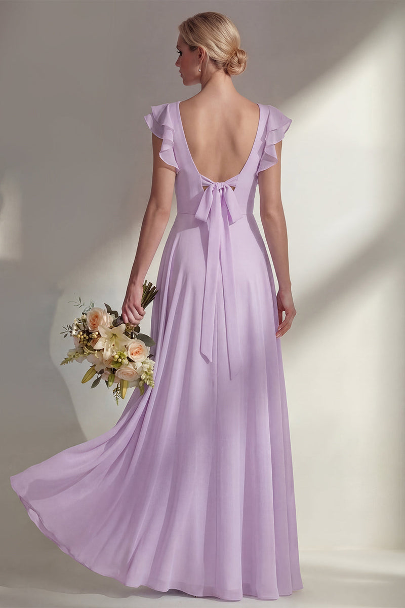 Load image into Gallery viewer, Emerald Boat Neck A Line Long Beach Wedding Guest Dress with Ruffles