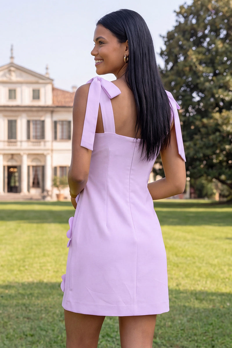 Load image into Gallery viewer, Floral Pink Short Thick Straps A Line Birthday Party Dress with Bows