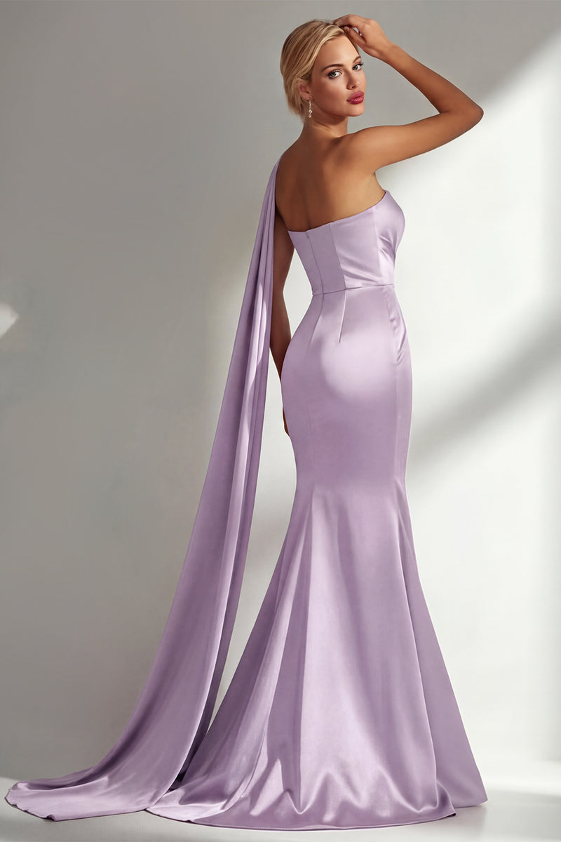 Load image into Gallery viewer, Burgundy Mermaid Neck Scarf Satin Ruched Long Prom Dress