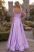 Load image into Gallery viewer, Burgundy Simple A Line Square Neck Long Evening Dress with Pearls