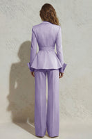 Load image into Gallery viewer, 2 Piece Ivory Peak Lapel Wide Leg Long Business Suits with Sash