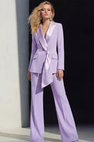 Load image into Gallery viewer, Pink 2 Piece Wide Leg Peak Lapel Business Suits with Sash
