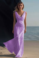 Load image into Gallery viewer, White Sheath V-Neck Chiffon Engagement Dress