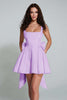 Load image into Gallery viewer, Black Square Neck Satin A Line Short Prom Dress with Bow