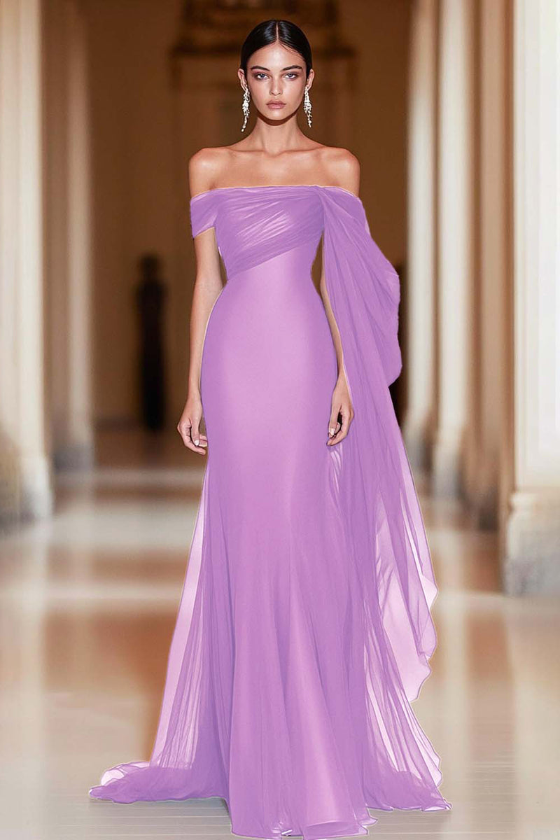 Load image into Gallery viewer, Cabernet Off the Shoulder Sheath Long Formal Dress