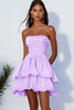 Load image into Gallery viewer, Red Ruched Chiffon Short Party Dress with Ruffles
