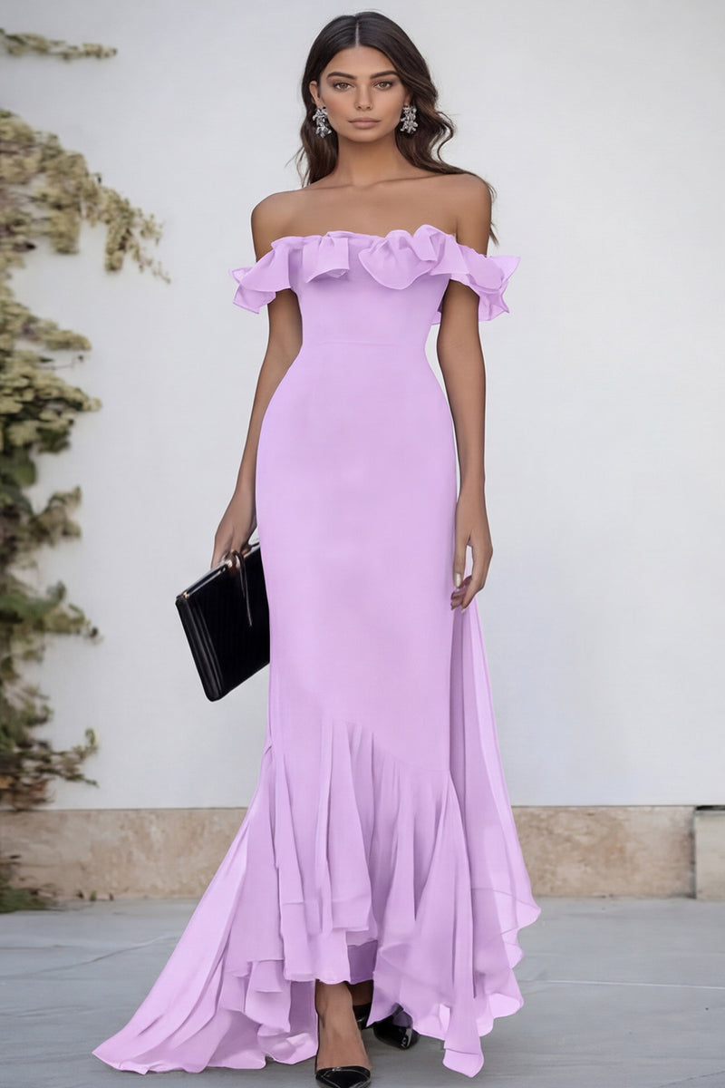 Load image into Gallery viewer, Black Mermaid Chiffon Maxi Formal Dress with Ruffles