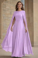 Load image into Gallery viewer, Navy Scoop Neck Chiffon Mother of the Bride Dress with Cape