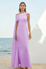 Load image into Gallery viewer, Dusty Rose Sheath Chiffon Long Engagement Dress with Cape