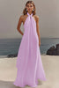 Load image into Gallery viewer, Lilac A Line Chiffon Halter Engagement Dress
