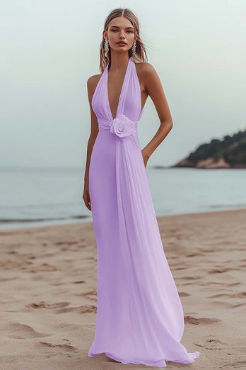 White Chiffon A Line V-Neck Engagement Dress