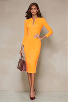Load image into Gallery viewer, Pencil Ivory V Neck Midi Work Dress with Slit