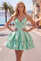Load image into Gallery viewer, Pink Short Ruched Spaghetti Straps A Line Birthday Party Dress