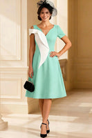 Load image into Gallery viewer, Black and White A Line V Neck Midi Mother of the Bride Dress