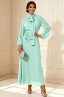 Load image into Gallery viewer, Sage Green High Neck A Line Chiffon Long Mother of the Bride Dress