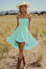 Load image into Gallery viewer, Ivory Satin A Line Mini Boho Western Wedding Dress