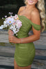 Load image into Gallery viewer, Red Bodycon Off the Shoulder Ruched Short Prom Dress