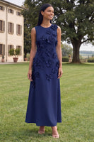 Load image into Gallery viewer, Hot Pink A Line Floral Round Neck Maxi Formal Dress