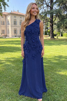 Load image into Gallery viewer, Yellow Sheath Floral One Shoulder Maxi Formal Dress