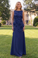 Load image into Gallery viewer, Floral Hot Pink A Line Boat Neck Long Formal Dress