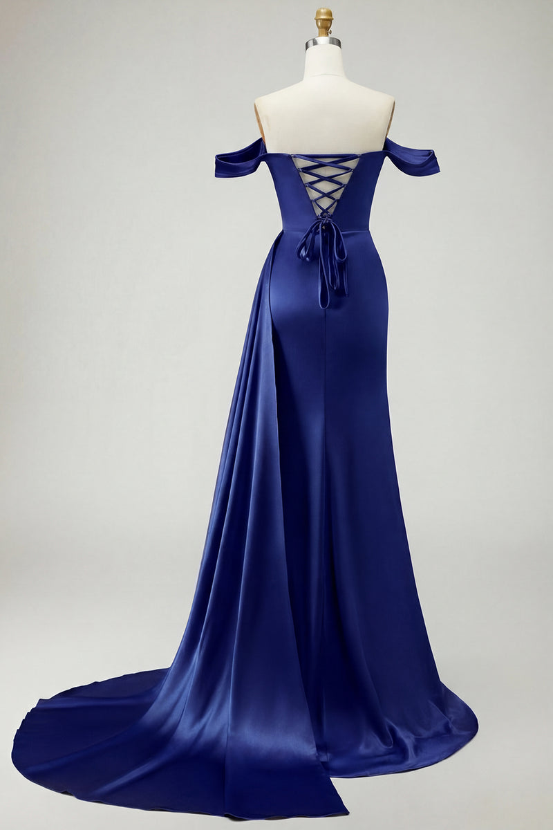 Load image into Gallery viewer, Sparkly Golden Long Mermaid Prom Dress with Side Cape