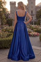 Load image into Gallery viewer, Burgundy Simple A Line Square Neck Long Evening Dress with Pearls